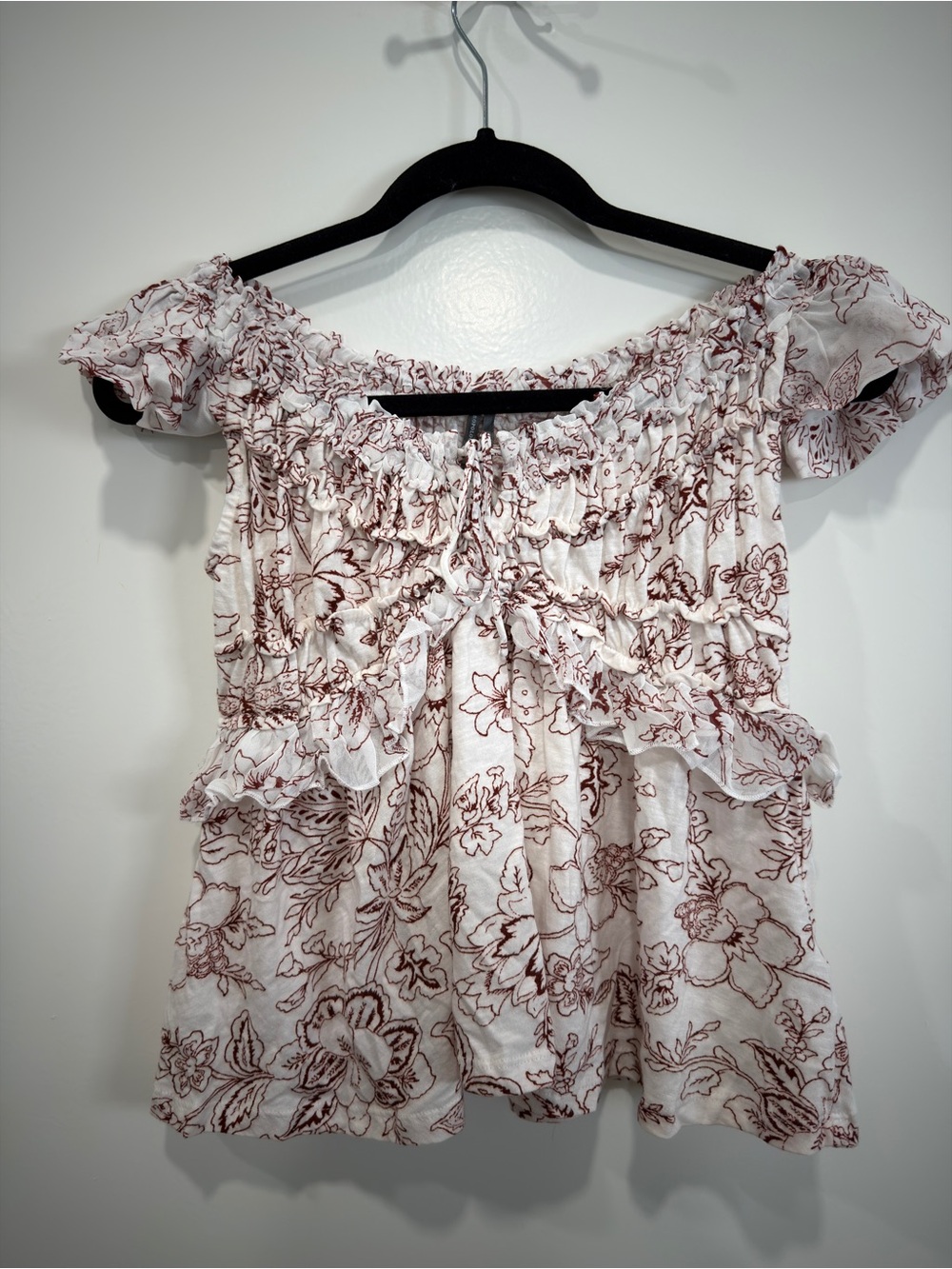 Anthropologie Women's Floral Ruffle Top